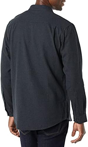 Essentials Slim-Fit de manga longa de manga comprida camisa de flanela de dois bolsos