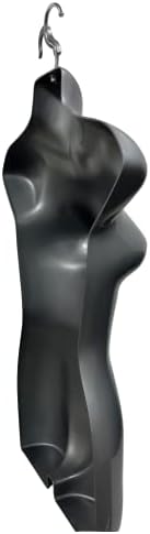 Display Female Silver Mannequin Hip Long Corpo Torso Formulário e gancho de suspensão, tamanhos S-M