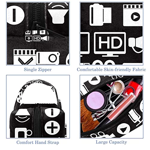 Bolsa de maquiagem Bag cosmético Bolsa preta de vídeo multimídia Padrão Bolsa organizadora de saco de higiene pessoal com