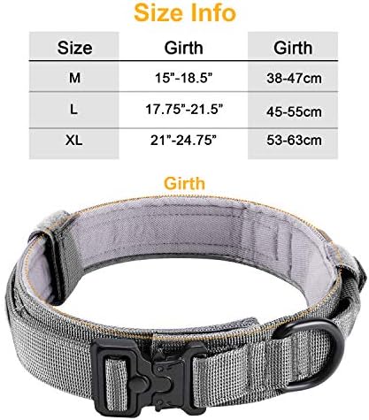 Vicyuns Tactical Dog Collar com alça para raças grandes médias largas e grossas para serviço pesado K9 colarinho militar