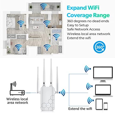 WiFi Extender Signal Booster for Home, 2023 WiFi Extender - cobre até 9000 pés quadrados - Booster da Internet com