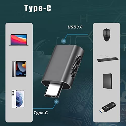 DAMOHONY 2PCS USB C Adaptador USB, USB tipo C masculino para USB3.0 Adaptador feminino para MacBook Pro e mais dispositivos Tipo