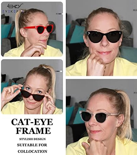Economize os olhos economizam 10% em 1 pacote de óculos de sol para leitura oval pequena e 1 pacote de óculos de sol bifocais de olho de gato de grande porte transparente +2,00