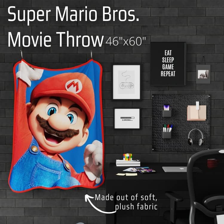 Franco, o Super Mario Bros. Movie Kids Bedding Super Micro Raschel Throw, 46 em x 60 pol.