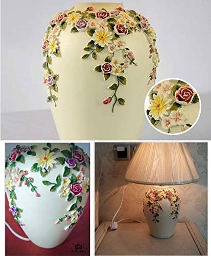 WPYYI Casamento europeu Led de mesa Lâmpada de mesa Romântica Flores criativas Desk -metralhador leve Bedroom Fashion Fashion