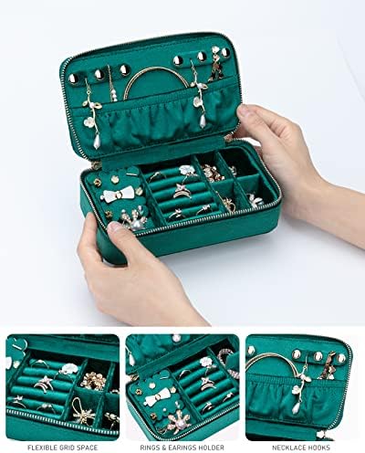 Organizador de viagens de jóias em V -lafuy, caixa de jóias de viagem pequena caixa de jóias de viagem para anéis de armazenamento