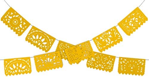 Decorações de festas amarelas, banners de papel amarelo brilhante para festas mexicanas, casamentos, aniversários, chuveiros de noiva e chuveiros de bebê, feitos de papel de seda WS65