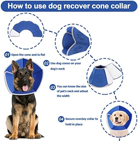 Colar de cone de cachorro macio para cães após a cirurgia, cones de recuperação ajustáveis ​​para cães pequenos grandes grandes