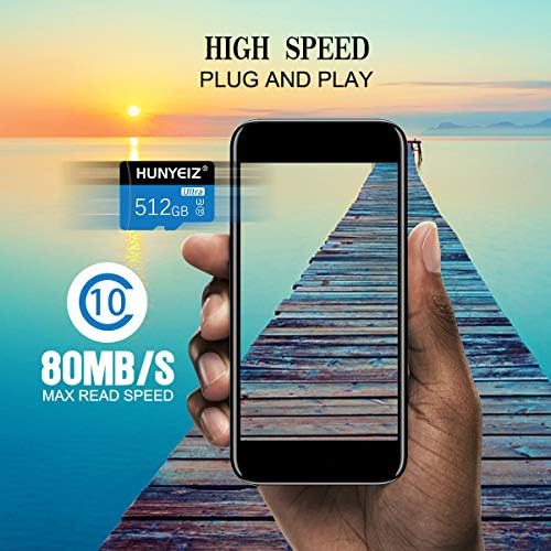 512 GB Micro SD Card de alta velocidade cartão SD 512 GB CLASS CLASS DE MEMÓRIA CLASS 10 com adaptador para smartphone, vigilância,