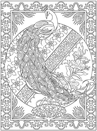 Dover Dov-9963 Creative Haven Peacock Designs Publicações para colorir livro