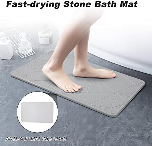Tapete de banho de pedra, tapetes de banheiros de terra diatomáceos para banheiro, tapete de chuveiro não deslizante, tapete de secagem