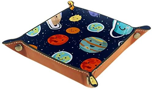 Lyetny Planetas coloridas Face Cartoon Universo Organizador Bandeja Caixa de armazenamento Caddy Caddy Desktop Alteração da