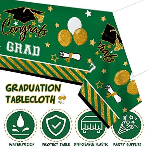 Festa de graduação suprimentos verdes de toalhas de mesa verde Retângulo Participante Decoração de graduação 3 Pacote