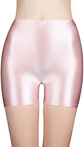 ZDHOOR Women Oil Glossy High Wisty Booty Bike Shorts Tights Gym Wym Yoga Standex Shorts