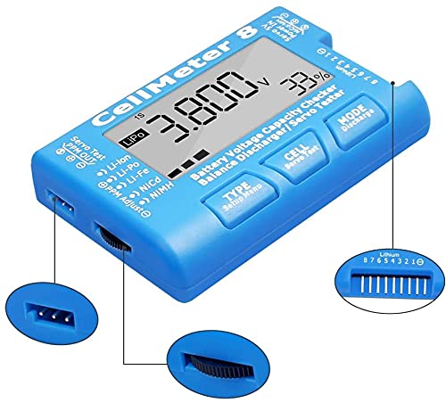 Xiangtat RC Cellmeter 8 Digital Battery Capacidade Verificador do controlador Testador de tensão Testador de tensão para Lipo