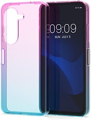 Caso Kwmobile Compatível com Asus ZenFone 9 - TPU Soft Smartphone Capa - Bicolor Dark Pink/Blue/Transparent