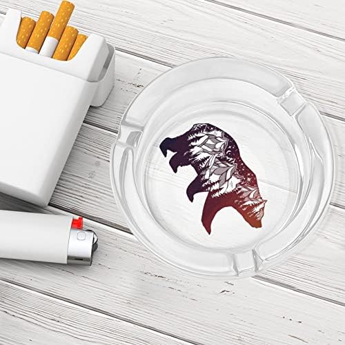 Urso da montanha fumando cinzas de vidro de vidro de cigarro bandeja de cinzas de cigarro