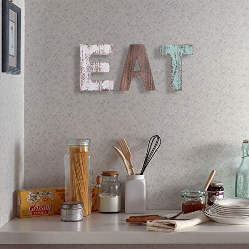 Mincord Eat Sign Sign Multicolor Eat Cutout Letras de madeira Placa de parede, sinal de madeira, placas decorativas