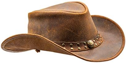 Hadzam Outback Hat Sklewable In Leather Cowboy Hat Chapéus de Couro Durável Para Homens | Chapéu ocidental | Chapéus