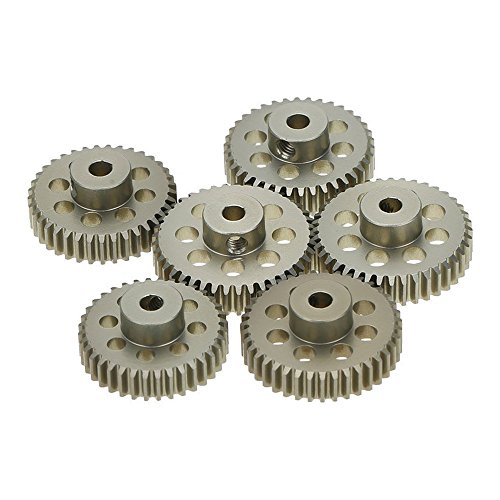 Reposição Kingval 6pcs 48dp 3.175mm 36t 37t 38t 39t 40t 41t Alumínio Motor Gear Combo Combo Combo com 1/10 Motor sem escova