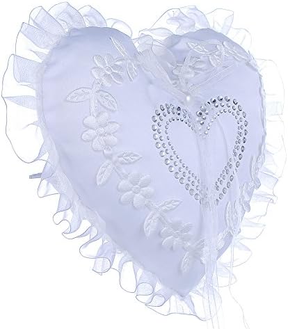 Lace Pearl Bordado Cetim Flor Casamento Pillow portador de 6 polegadas x 6 polegadas