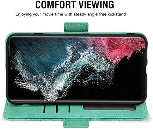 ASUWISH compatível com a caixa de carteira Samsung Galaxy S22 Ultra 5G e a tela de couro de tela de vidro temperado capa de