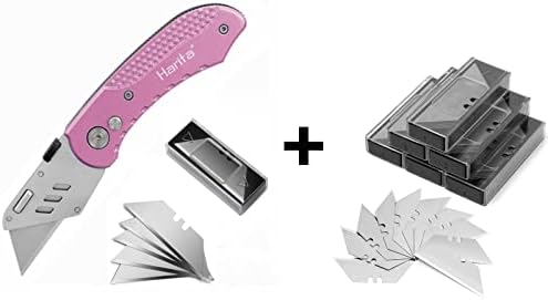 Cortador de caixa de faca do utilitário dobrável roxo com lâminas de troca rápida de 65 peças, design com segurança de trava, design