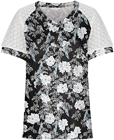 Tops de verão fofos para mulheres, renda casual de manga curta T camisetas elegantes camisetas gráficas Moda Blushs