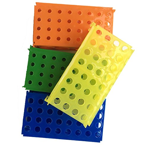 Cores variadas de tubo de teste de plástico de 4 vias, azul, verde, laranja, pacote amarelo de 4