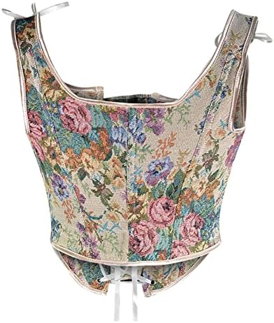 Corsário vintage feminino Tops Slim Tops Floral IMPRESSÃO ONELENTE ENGENDIM