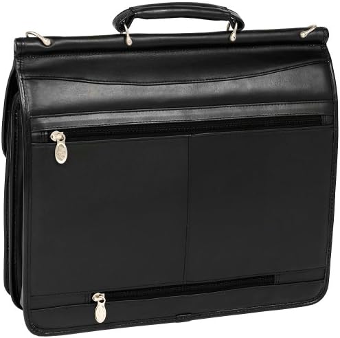 McKlein, série V, Halsted, couro de grão de grão superior, pasta de laptop de compartimento duplo de 15 de couro, preto