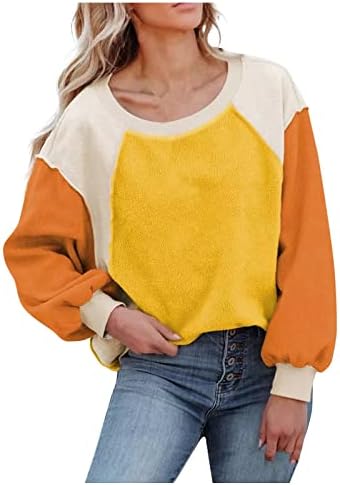 Camisolas femininas 2023 Moda Temperamento casual Plexhing costura de manga comprida suéter superior