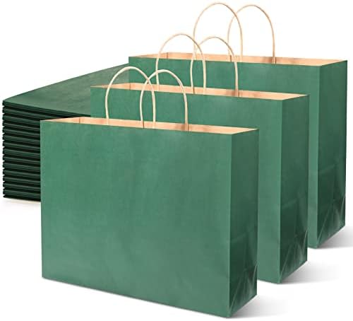 25 PCs 16 x 5,1 x 12 polegadas sacos de presente grandes sacolas de papel kraft com alças recicláveis ​​sacolas de papel sacolas