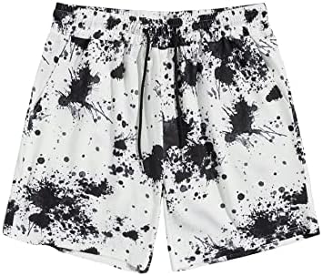 GORGLITTER MEN's Tie Tye Running Shorts Caísta de cordão de troca de treinos com bolsos