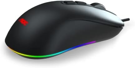 Mouse de jogos AOC GM530 com sensor óptico, forma ergonômica, 16.000 DPI real, 7 luz de botão FX e personalizável com AOC G-Menu