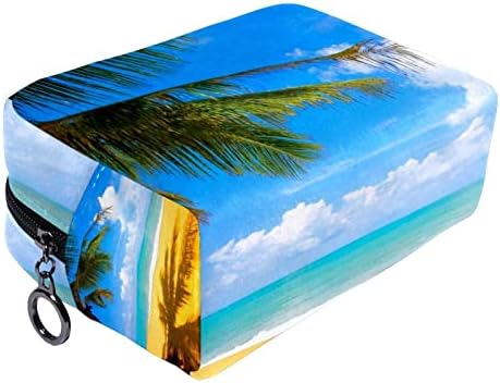 Bolsa de maquiagem tbouobt bolsa de bolsa cosmética bolsa bolsa com zíper, cenário de coco de coco na praia cenário de cenário