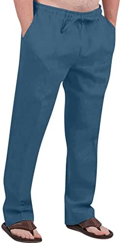 Calça de linho homens, moda masculina casual algodão colorido de coloração sólida calça calças