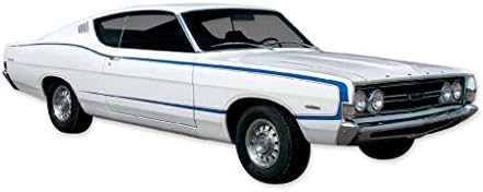 1968 Torino GT Fairlane GT Kit de Decalques e Stripes não reflexivos - azul