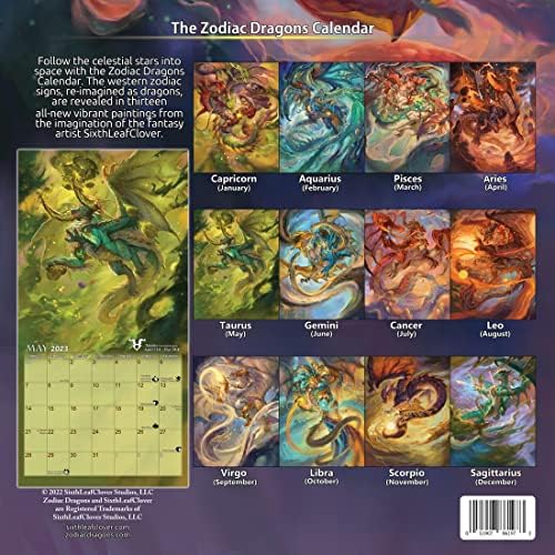 2023 Zodiac Dragons Fantasy Wall Calendário Limited Edition