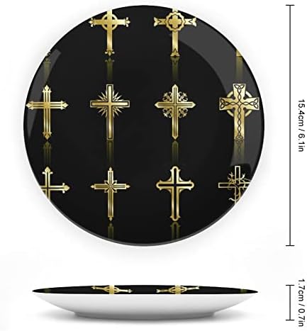 Placa decorativa elegiosa de coleta de design de cross design com stand home Wobble-placas placas de sobremesa Placas domésticas Presente 6 polegadas