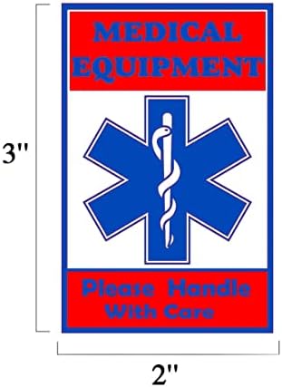 Adesivos de tag de alerta de equipamentos médicos, alça de 2x3 polegadas com rótulos de cuidados para suprimentos médicos