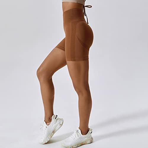 Shorts de scrunch sem costura para mulheres com cintura alta curta de bumbum shorts de exercícios de luta de ioga shorts