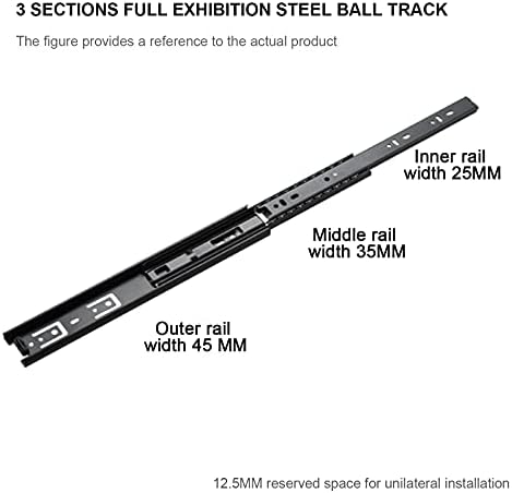 Extensão completa Os corredores de gavetas pesados ​​deslizam slides de 600 mm de bola de aço de aço de 3 dobras de gaveta Slides