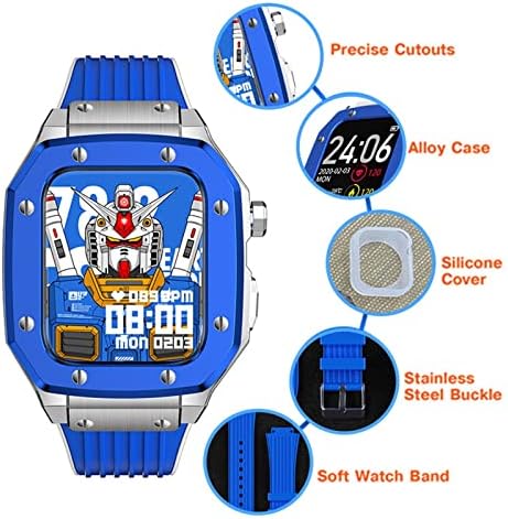 Caso de relógio de liga de liga Houcy para Apple Watch Series 7 6 5 4 SE 45mm 42mm 44mm Metal Luxury Metal Rubber Standless