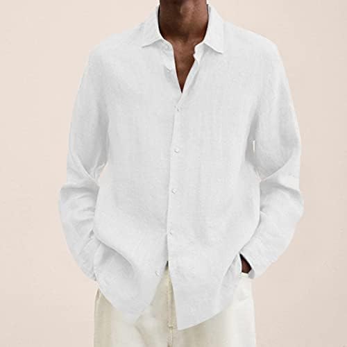 Linho masculino masculino linho de algodão casual sólido de tamanho relaxado camise