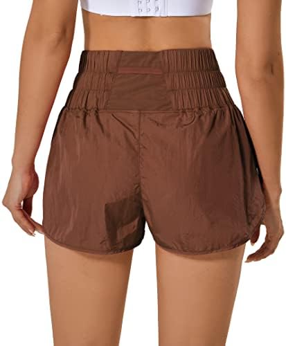 Haodian feminino vai para shorts shorts de treino de cintura alta com liner atlético Quick Dry para viagens de caminhada