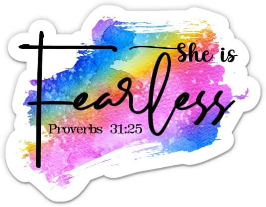 Ela é um adesivo destemido - adesivo de laptop de 3 - vinil à prova d'água para carro, telefone, garrafa de água - Faith Proverb Woman Decal