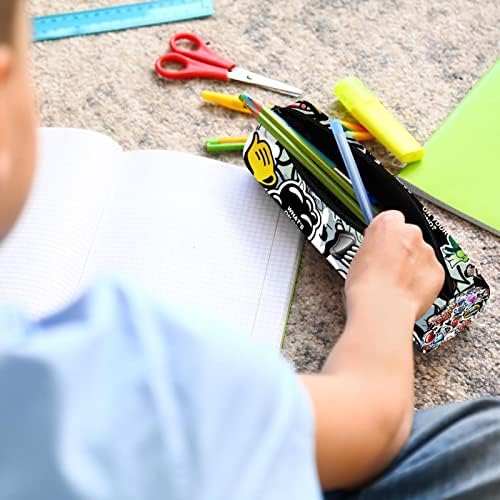 Graffiti Pattern Lápis Case Student Peike bolsa zíper da bolsa de maquiagem de maquiagem Bolsa de cosméticos para estudantes