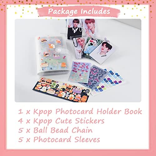 DyllGl Kpop PhotoCard titular Livro de 3 polegadas Mini Foto Álbum Kpop Lomo titular 240 bolsos 4 folhas DIY adesivos fofos 5 PCs