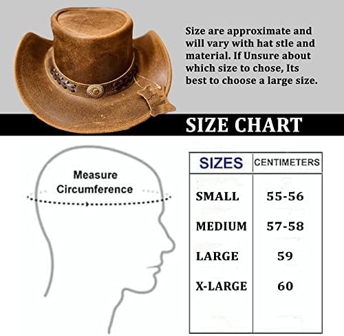 Chapéu de cowboy de couro pretlet para homens e mulheres